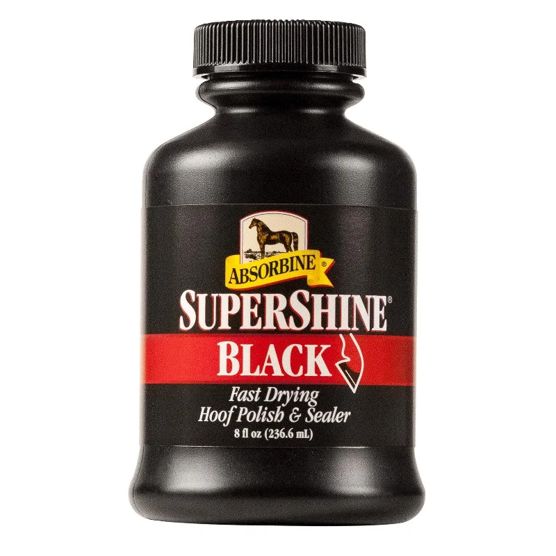 SuperShine Black Hoof Polish & Sealer with Brush - 8oz.