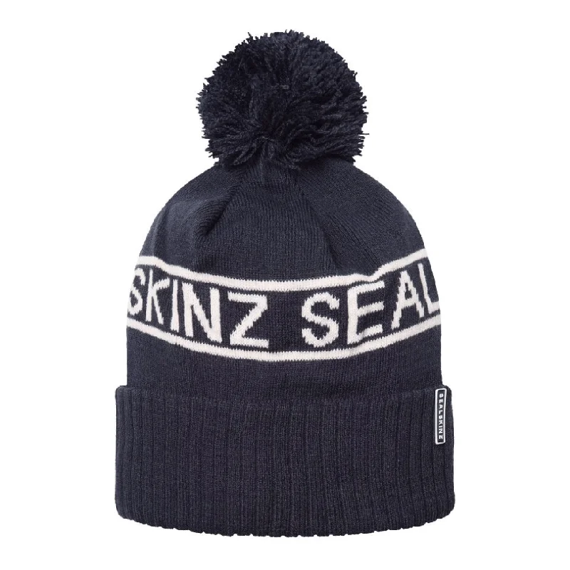 Sealskinz Waterproof Heacham Cold Weather Icon Bobble Hat in Navy AW24