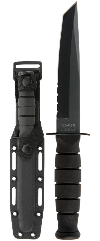 Hiking Shorts for camping versatility-Short Tanto Serrated Edge Knife