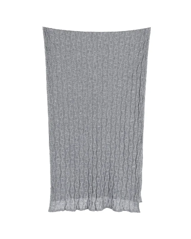 Hermes Chain-Motif Knit Muffler in Grey Cotton and Silk