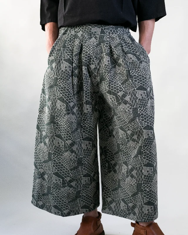 Hiking Pants cotton mix-Wa-Modern Wide Pants, Jacquard Weave