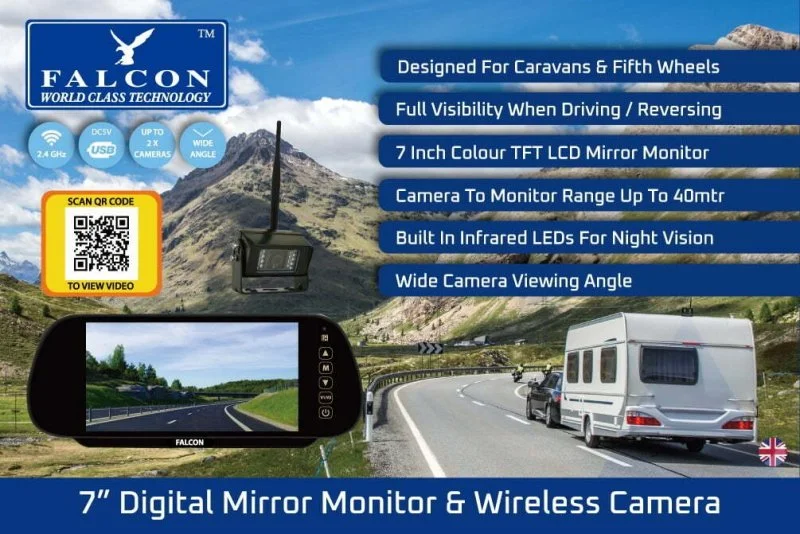 Falcon Digital Wireless Rear View Camera System Caravan Motorhome