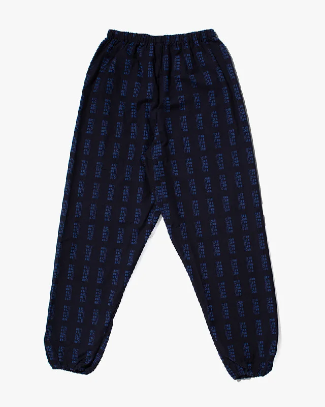 Hiking Pants blue hue-Monpe Pants, Women's, Indigo with Wide Blue Block Shima