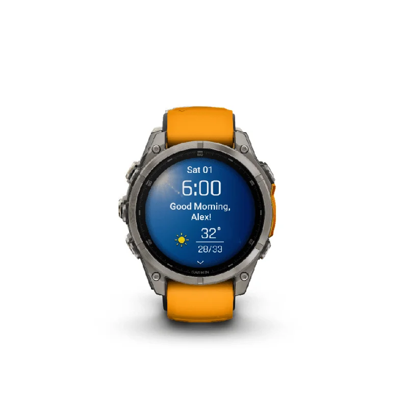 Garmin Fenix 8, 47mm, AMOLED, Sapphire, Titanium and Graphite with Spark Orange and Graphite Band