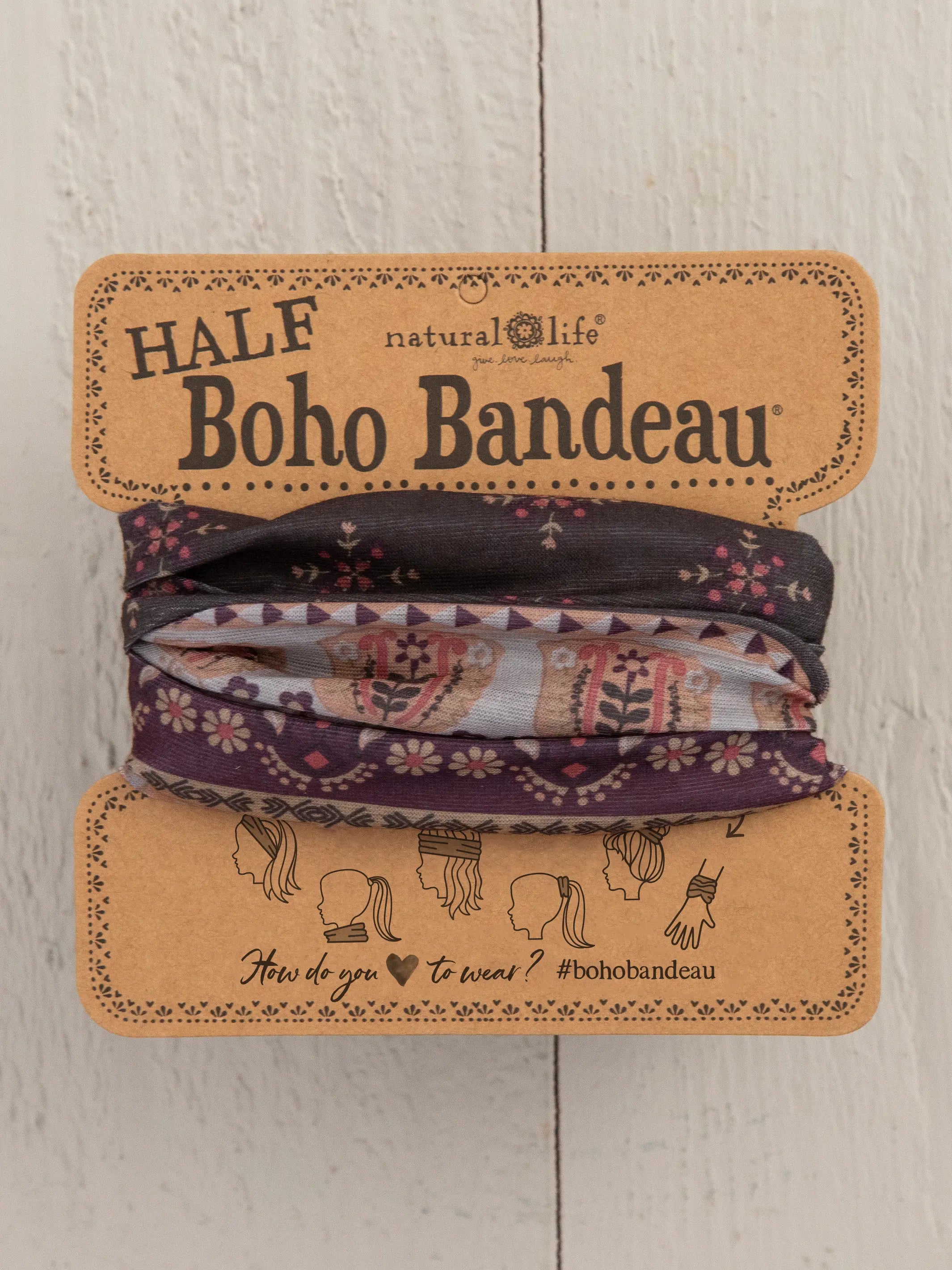 Half Boho Bandeau® Headband - Mocha Tulips