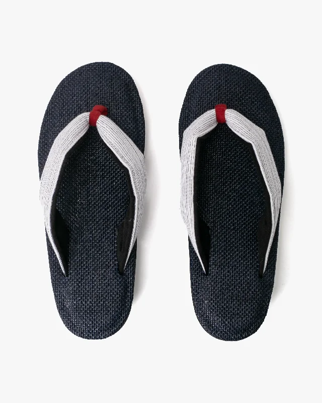 Yamato Kobo, Setta Sandals, Indigo with Black and White Thin Shima