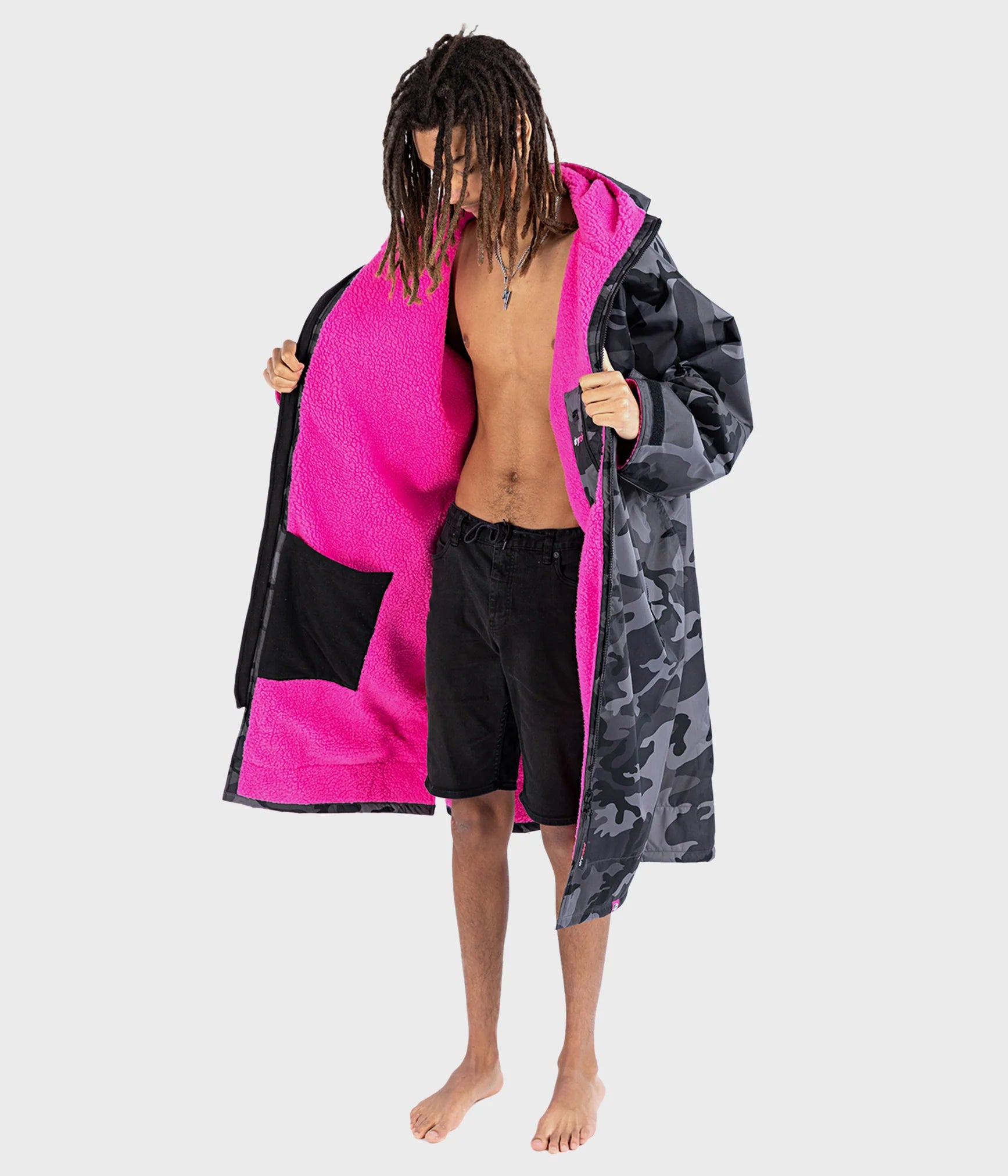 Dryrobe Advance Long Sleeve Black Camouflage Pink - RECYCLED