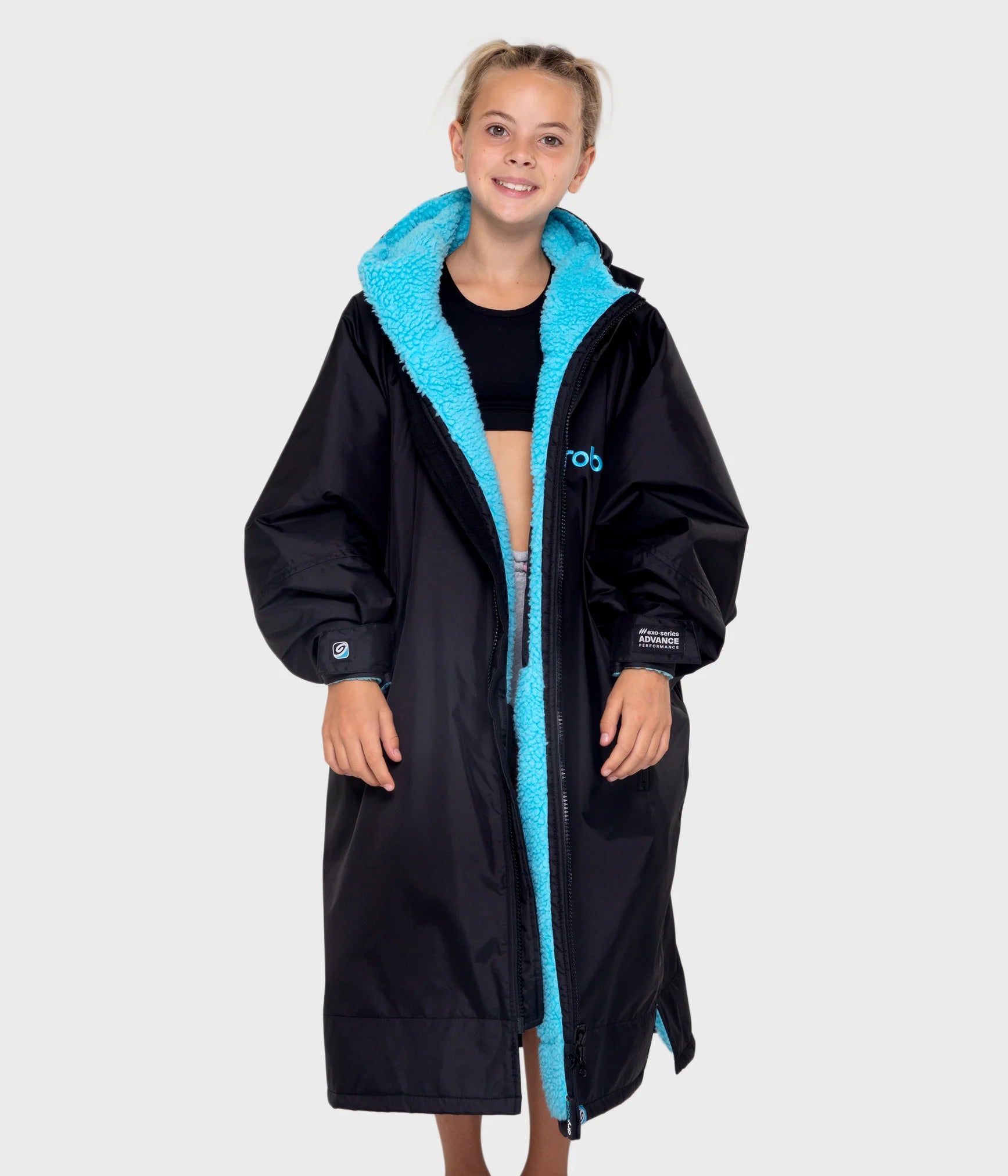 Dryrobe Advance Kids Long Sleeve BLACK BLUE - RECYCLED